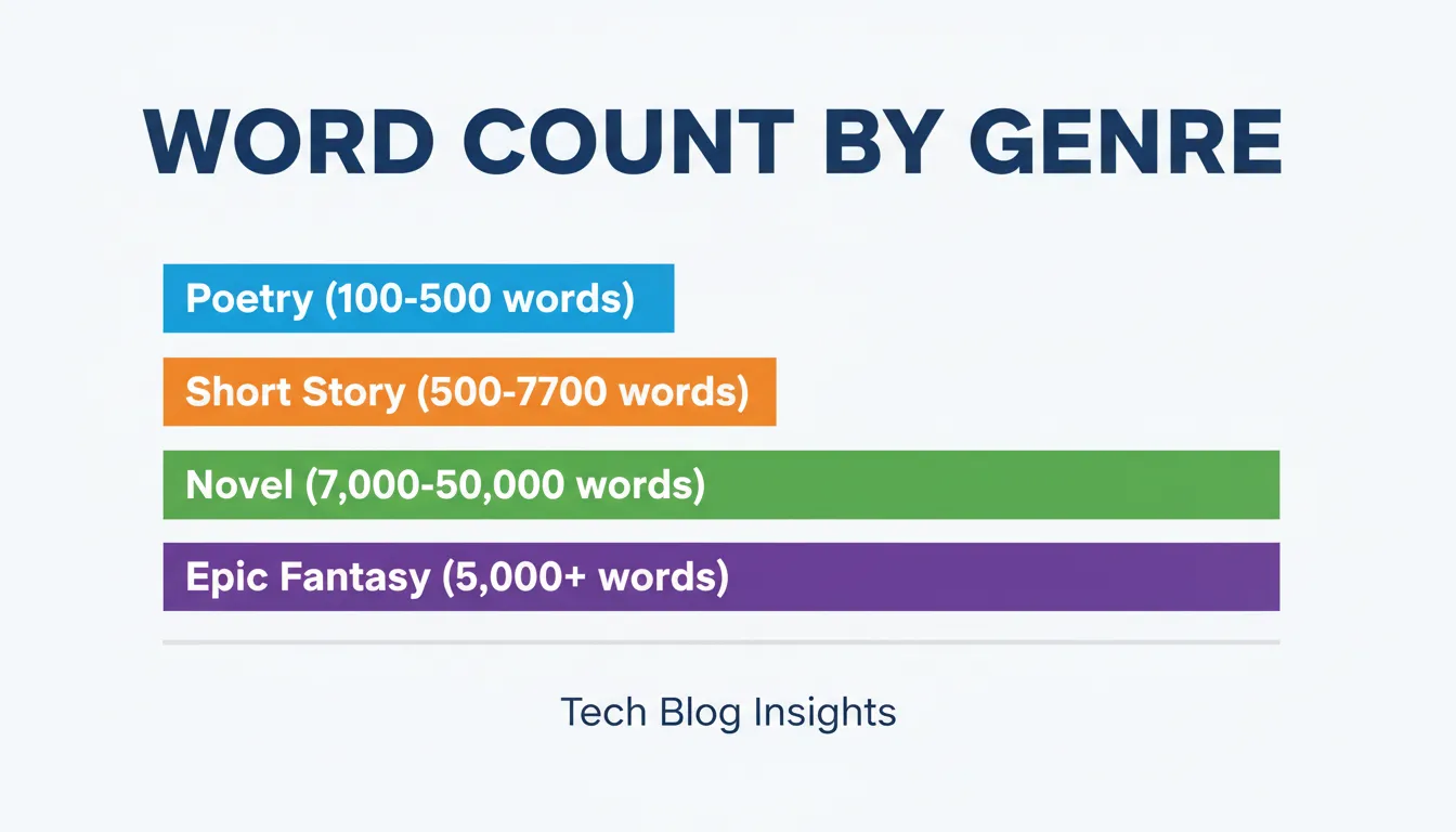 colorful horizontal bar chart showing word count ranges by genre, style: clean digital illustration,